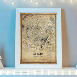 Albany, New York Vintage Style Map Print 