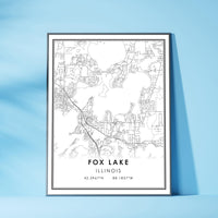 Fox Lake, Illinois Modern Map Print 