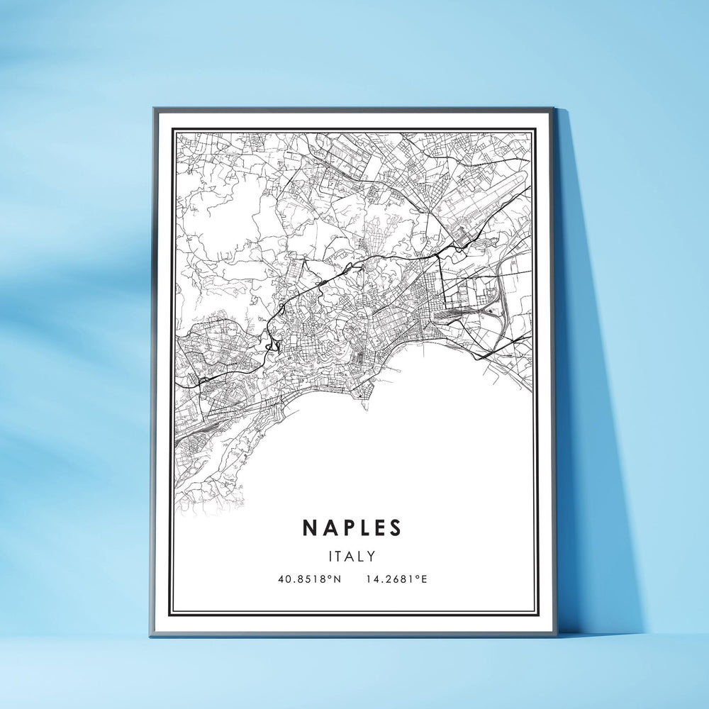 Naples, Italy Modern Style Map Print 
