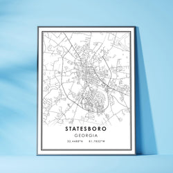 Statesboro, Georgia Modern Map Print 