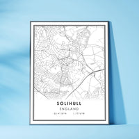 
              Solihull, England Modern Style Map Print 
            