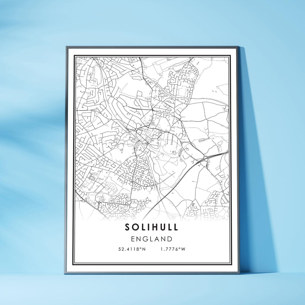 Solihull, England Modern Style Map Print 