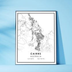Cairns, Australia Modern Style Map Print 