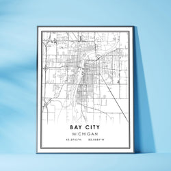 Bay City, Michigan Modern Map Print 