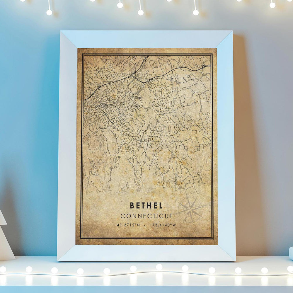Bethel, Connecticut Vintage Style Map Print