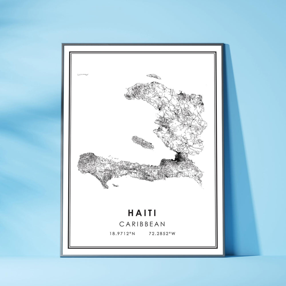 Haiti, Caribbean Modern Style Map Print 