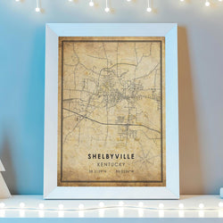 Shelbyville, Kentucky Vintage Style Map Print 