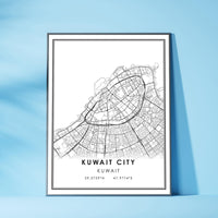 
              Kuwait City, Kuwait Modern Style Map Print
            