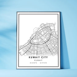 Kuwait City, Kuwait Modern Style Map Print