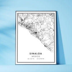 Sinaloa, Mexico Modern Style Map Print 