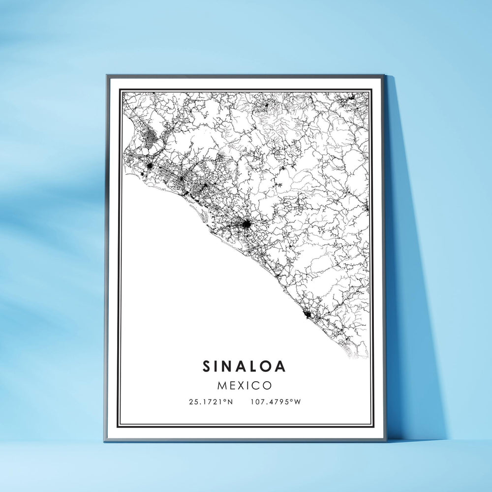 Sinaloa, Mexico Modern Style Map Print 