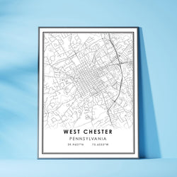 West Chester, Pennsylvania Modern Map Print 