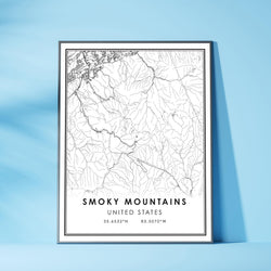 Smoky Mountain, Tennessee Modern Map Print 