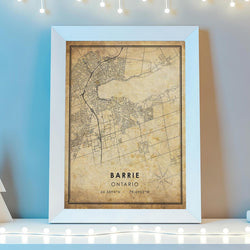 Barrie, Ontario Vintage Style Map Print 