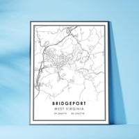 Bridgeport, West Virginia Modern Map Print 