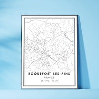 Roquefort les Pins, France Modern Style Map Print