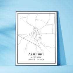 Camp Hill, Alabama Modern Map Print 
