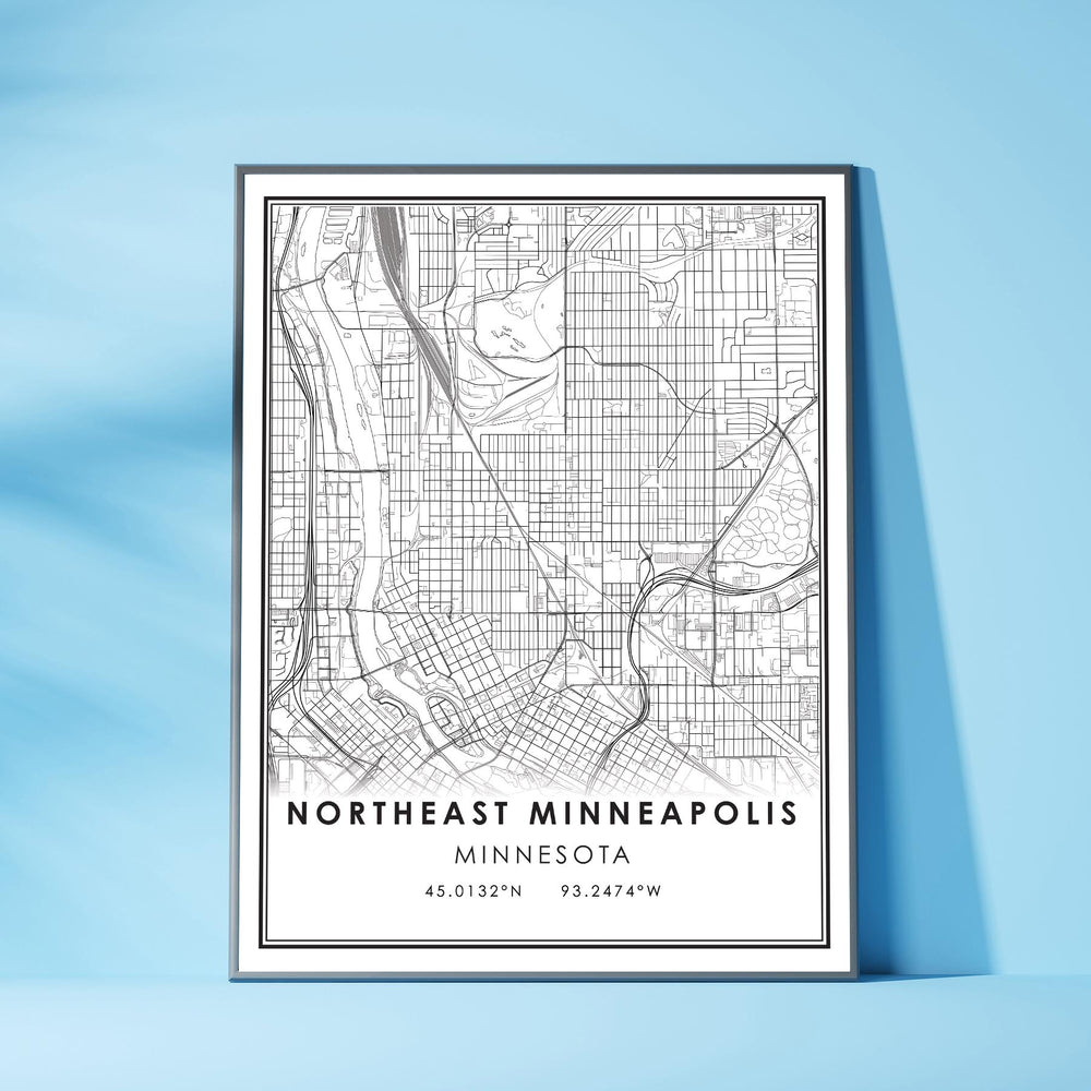 Northeast Minneapolis, Minnesota Modern Map Print 