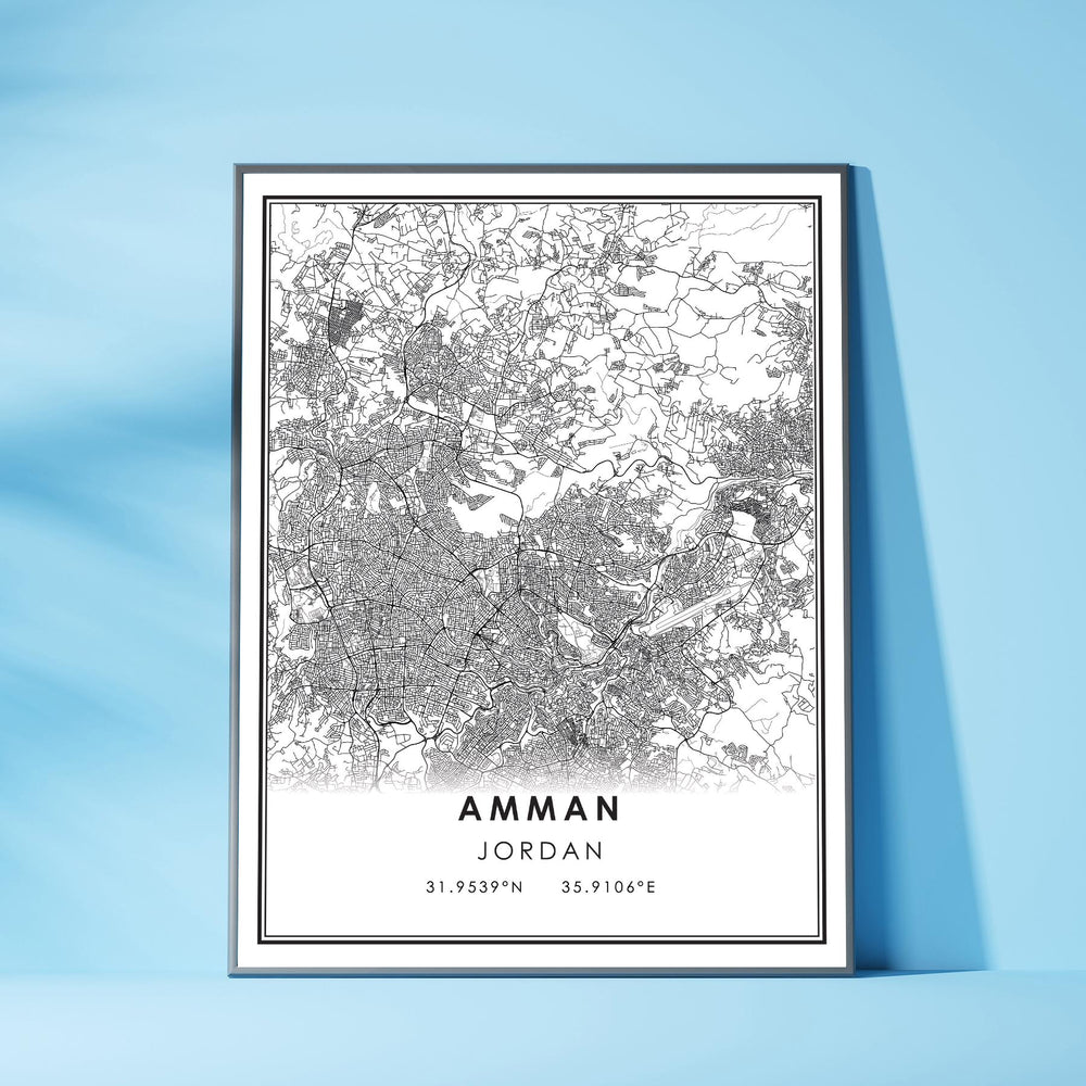 Amman, Jordan Modern Style Map Print 
