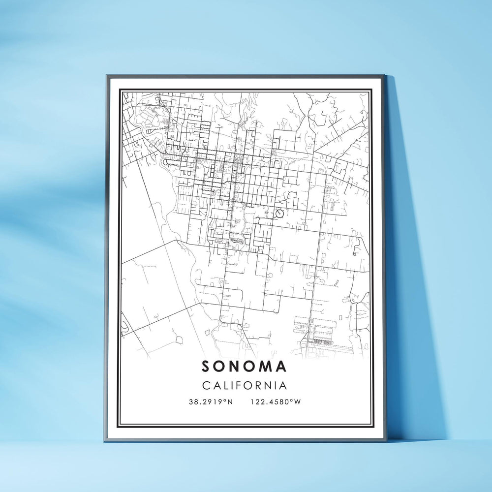 Sonoma, California Modern Map Print 