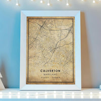 
              Calverton, Maryland Vintage Style Map Print 
            