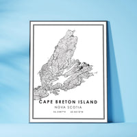 
              Cape Breton Island, Nova Scotia Modern Style Map Print
            