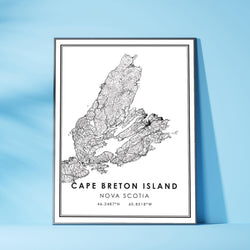 Cape Breton Island, Nova Scotia Modern Style Map Print