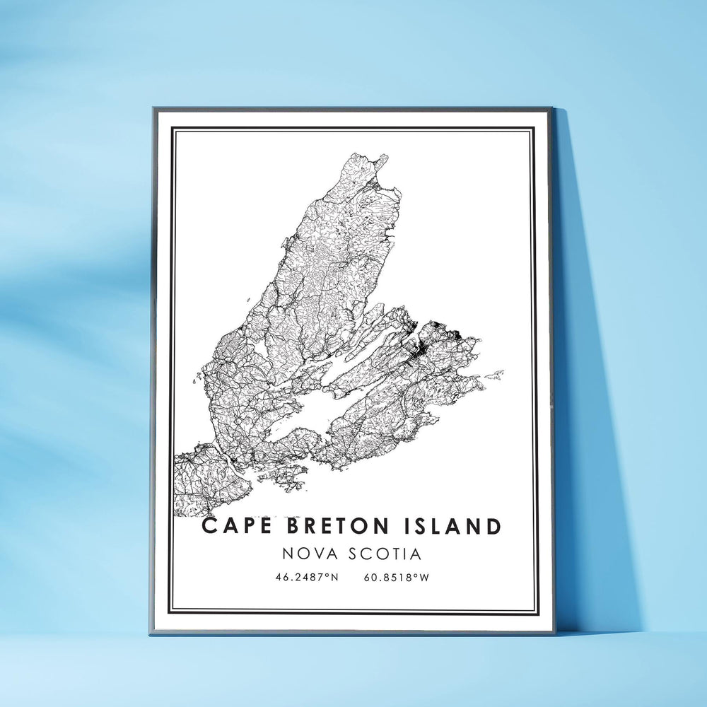 Cape Breton Island, Nova Scotia Modern Style Map Print