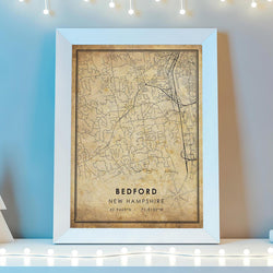 Bedford, New Hampshire Vintage Style Map Print 