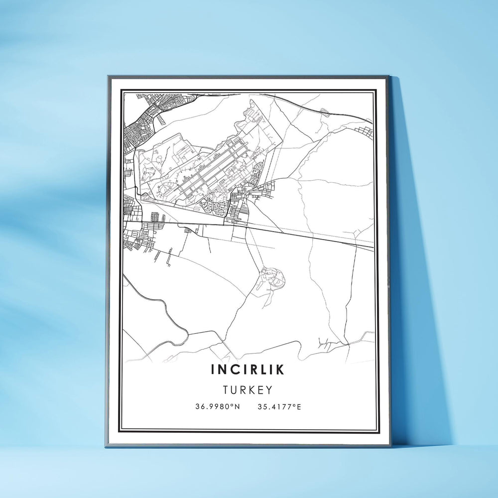 Incirlik, Turkey Modern Style Map Print
