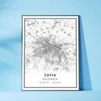 
              Sofia, Bulgaria Modern Style Map Print 
            