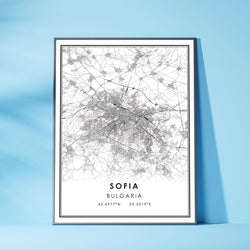 Sofia, Bulgaria Modern Style Map Print 