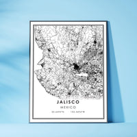 
              Jalisco, Mexico Modern Style Map Print
            