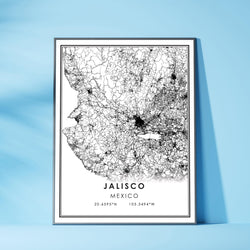 Jalisco, Mexico Modern Style Map Print