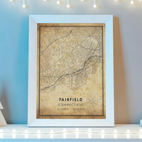
              Fairfield, Connecticut Vintage Style Map Print 
            