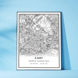 Cary, North Carolina Modern Map Print 