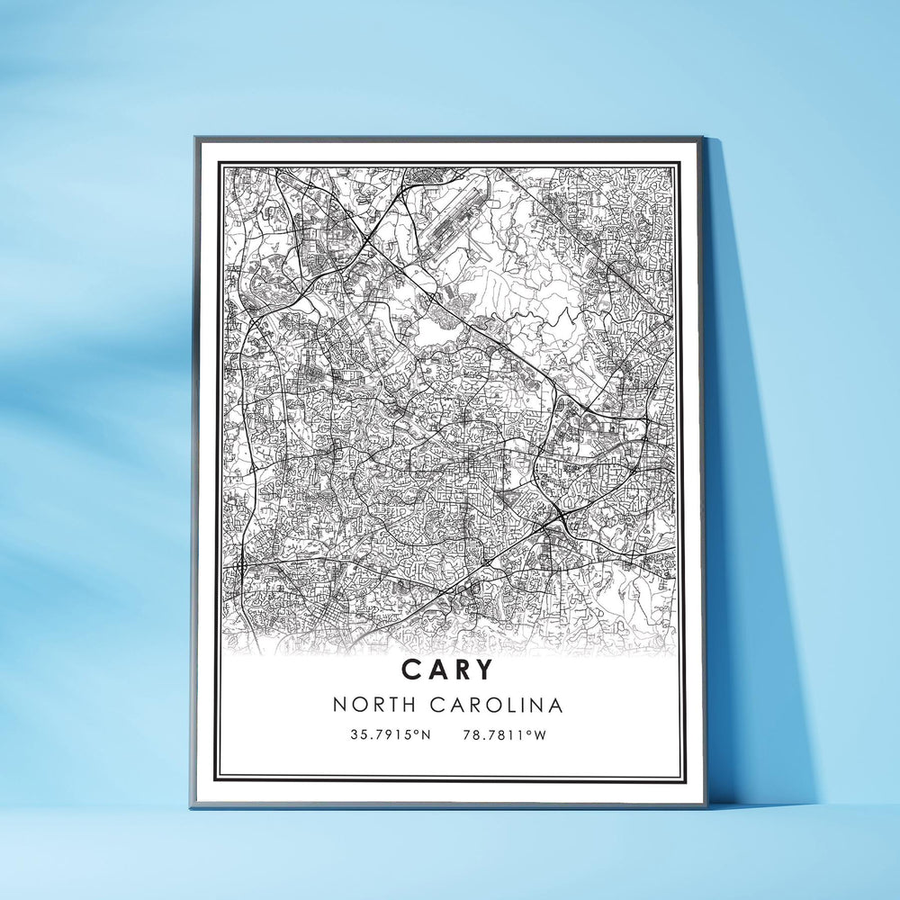 Cary, North Carolina Modern Map Print 