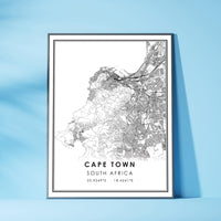 
               Cape Town, South Africa Modern Style Map Print 
            