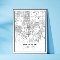 
              Southaven, Mississippi Modern Map Print 
            