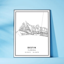 Destin, Florida Modern Map Print 