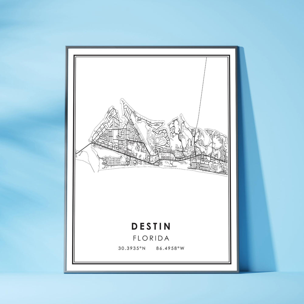 Destin, Florida Modern Map Print 
