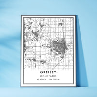Greeley, Colorado Modern Map Print 
