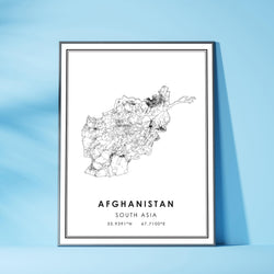 Afghanistan, South Asia Modern Style Map Print 