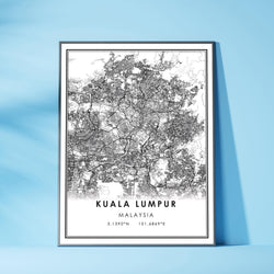 Kuala Lumpur, Malaysia Modern Style Map Print