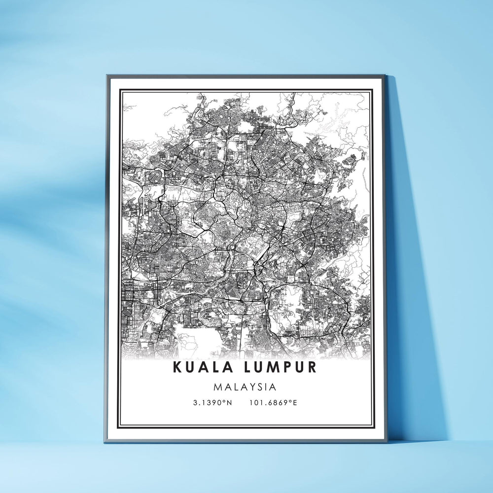 Kuala Lumpur, Malaysia Modern Style Map Print