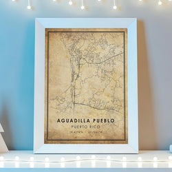 Aguadilla, Puerto Rico Vintage Style Map Print