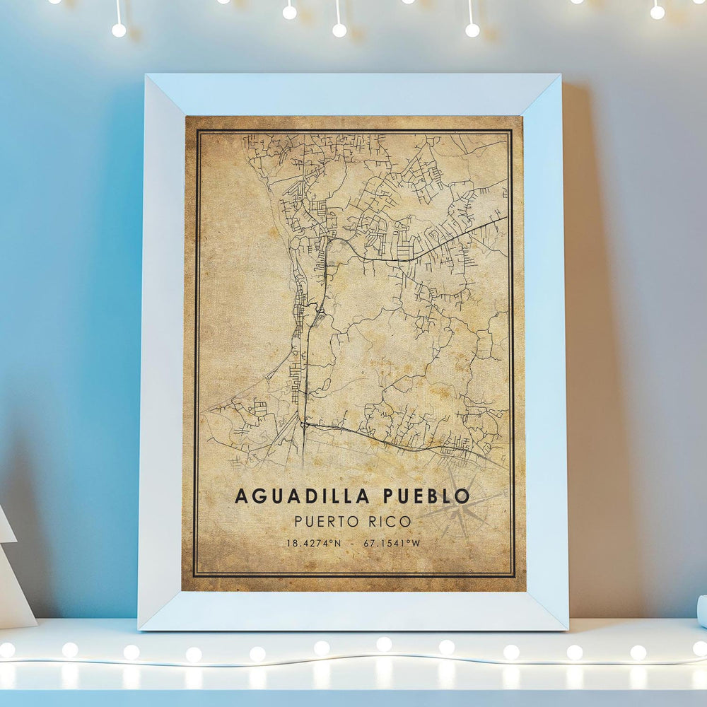 Aguadilla, Puerto Rico Vintage Style Map Print