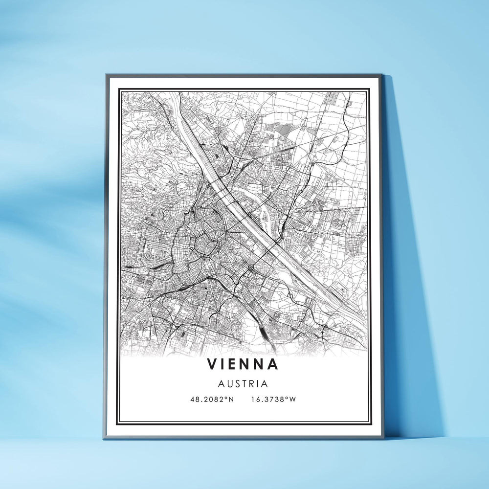Vienna, Austria Modern Style Map Print 