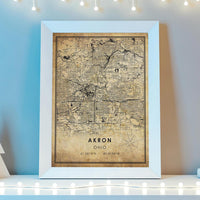 
              Akron, Ohio Vintage Style Map Print 
            