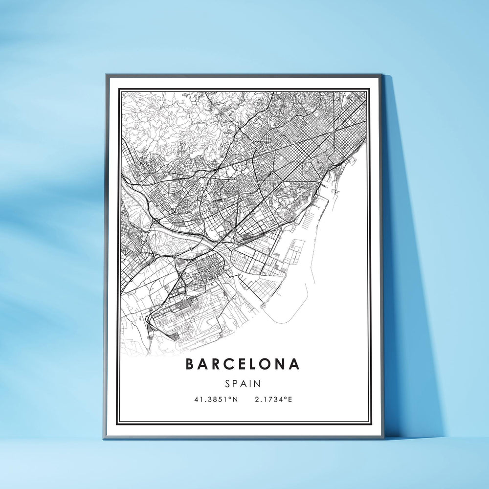 Barcelona, Spain Modern Style Map Print